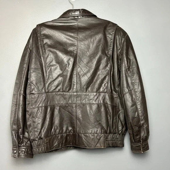 VTG. Nimbus Gant Leather Jacket Men 42 Brown Bomber Flight Heritage Retro RARE